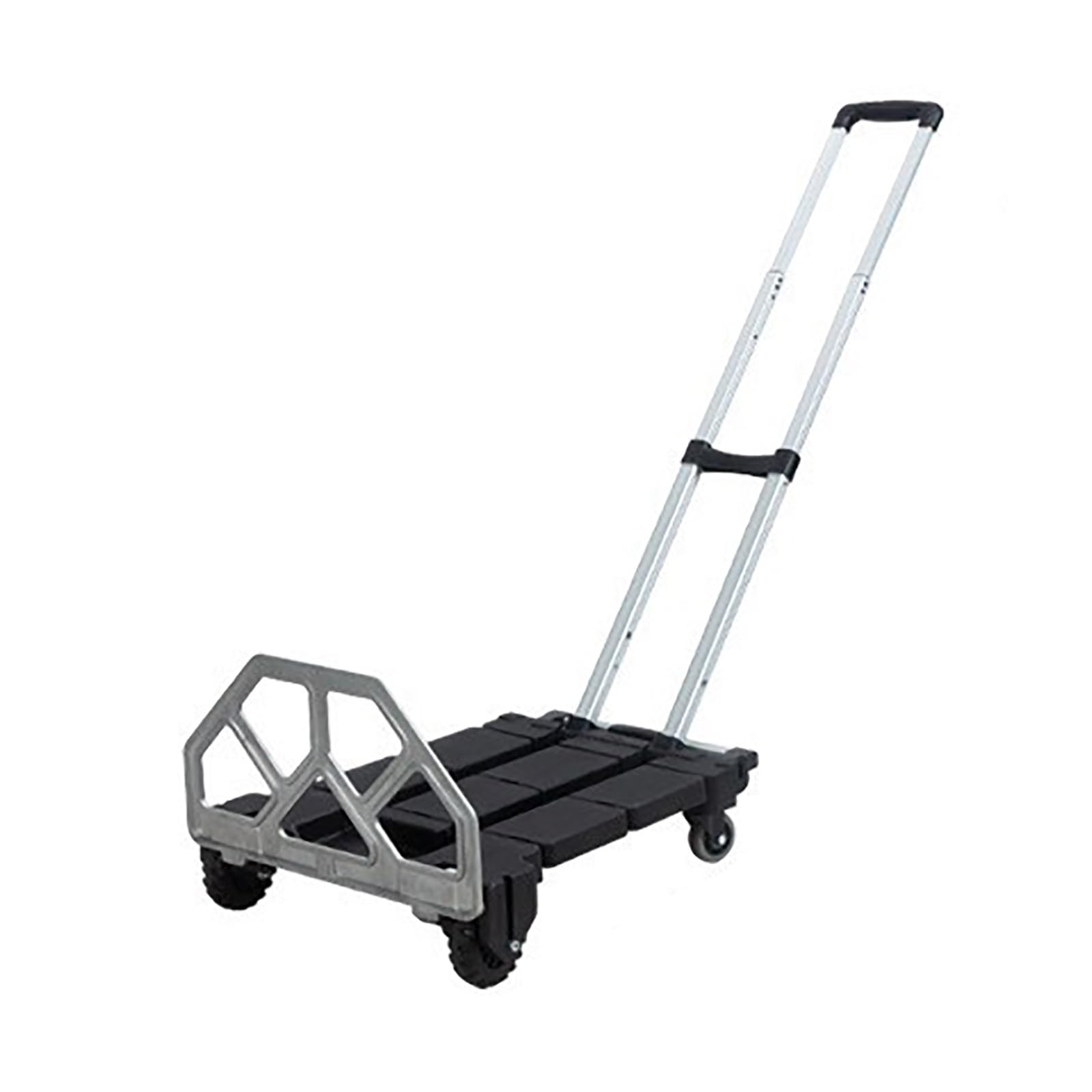 Carro de Plataforma con Ruedas, Carretilla Manual Plegable, Capacidad de Carga 100 Kg, Barra de Tracción Oculta de Aleación de Aluminio, para Compras, Mudanzas, Camping