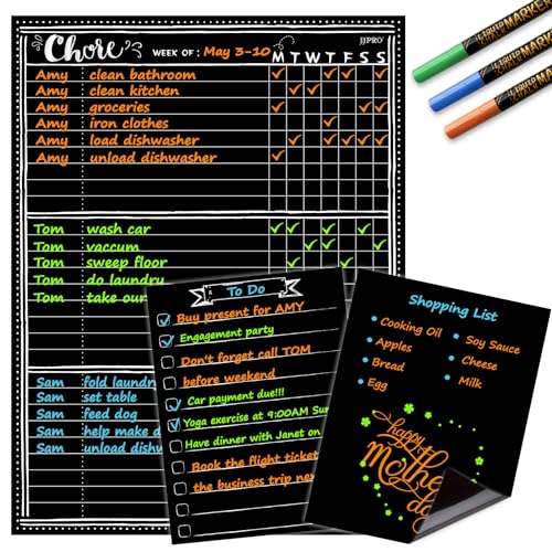 JJPRO Magnetic Dry Erase Chore Chart Blackboard for...