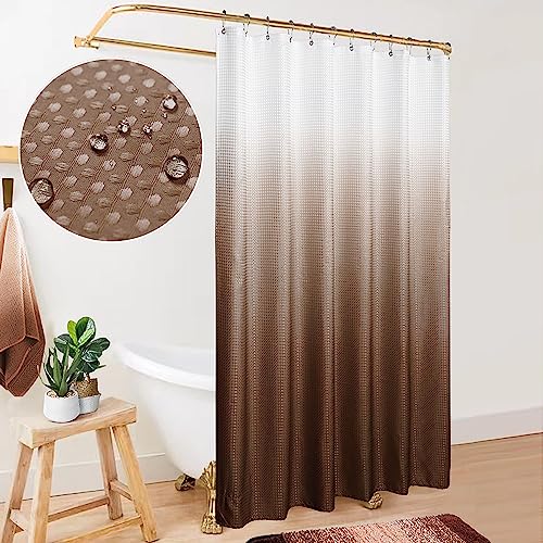 La mejor comparación de Cabinas para baño disponible en línea. 33 Juego de cortina de ducha café para hombre con ganchos, tela de gofre, tela texturizada impermeable, color degradado, hermosas cortinas de ducha para baño, cabina de baño...