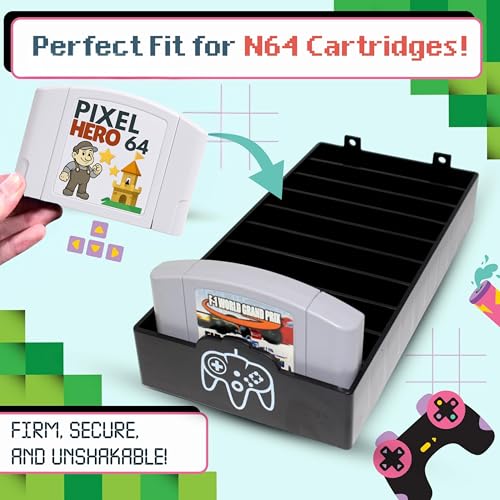 Skywin N64 Game Storage - Holder Fits and Organizes Cartridges - Simple and Stylish Design to Show Off Your Game Collection (2 Pack)