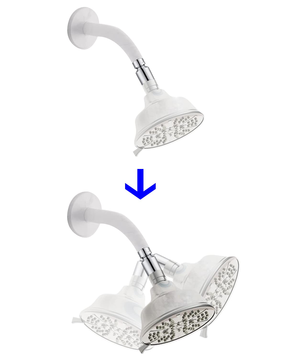 Solid Brass Ball Joint Shower Head Adapter - Adjustable Swivel Connector, Brushed Chrome Finish, G1/2 Thread 6 thumbnail image