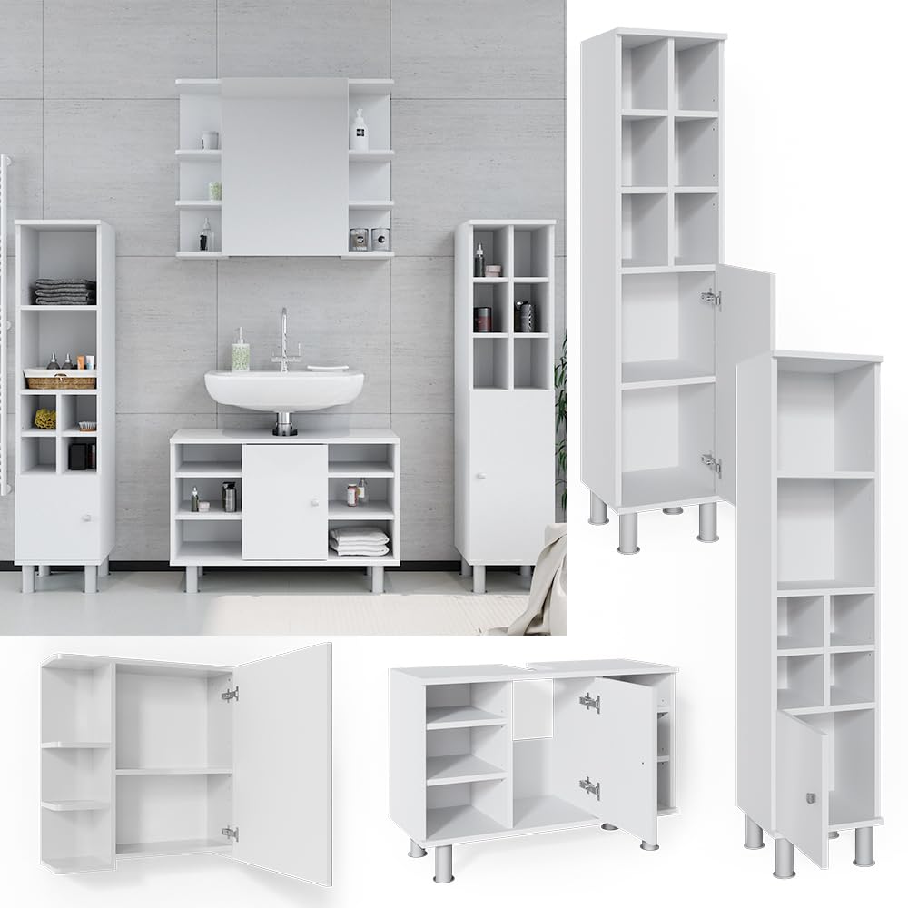 Mensole Da Bagno Vicco Senyo 25x25 Cm - Set Di 2 In Truciolato Melaminico Sonoma - Per Spazio Extra - Foto 2