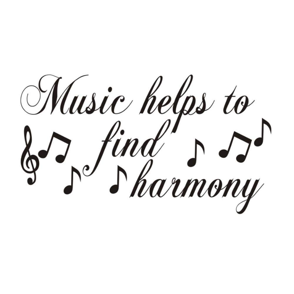 Wall Stickers Music Helps to Find Harmony Wall Sticker Nursery Musical Notes Creative Murals Removable Art Home Decor Living Room Vinyl Decals 75X43Cm
