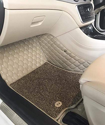 Image of Auto Hub Premium 7D car mat Hyundai Elite i20 (Model: 2015-Till Date), Luxury Double-Stich 7d Car Floor Mat Complete Set, 100% Waterproof and Washable, Color : Beige