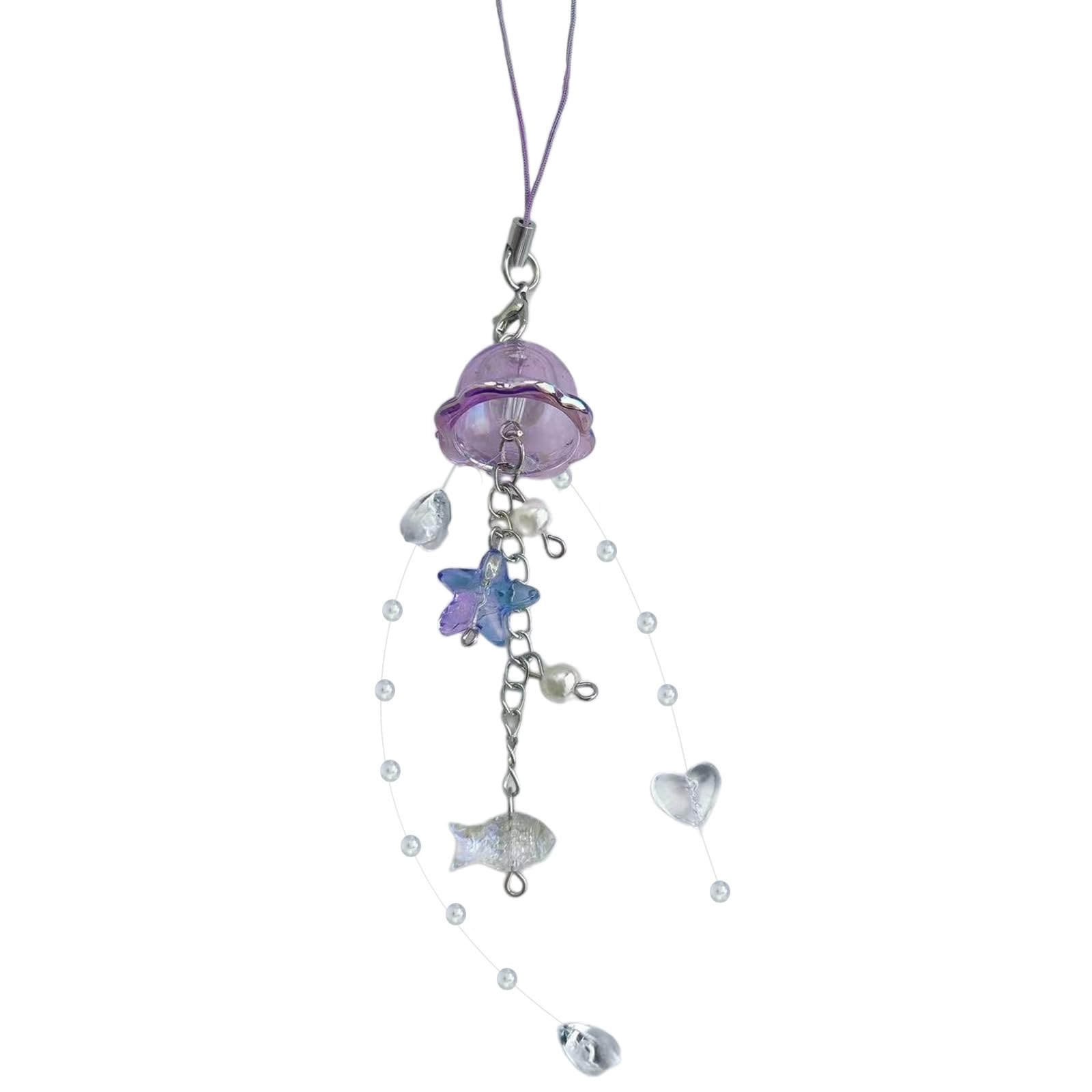 Pitadue Women's A Elegant Jellyfish Inspired Phone Charm Portable Keychain With Crystals Star Nd Pearls Ccents For Phone Ccessorizing
