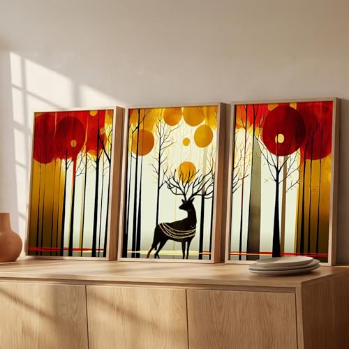 Image of kotart Paintings Modern Art Wall Decor Framed Wall Painting for Living Room, Bedroom - Framed Wall Decor Paintings with Frame - Painting for Wall Decoration Set of 3-D (Art 5, 19x25 inch)
