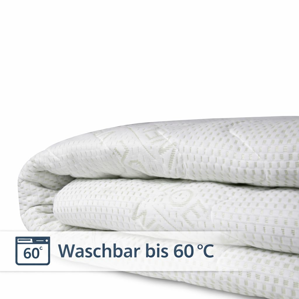 BONEX Funda de colchón cómoda para colchones de 90 x 200 cm – 10 – 12 cm de Alto – Doble paño con Aloe Vera – Apta para alérgicos – Lavable a 60 Grados – Cremallera de 4 Lados, Blanco y Verde