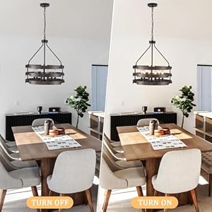 6 light farmhouse chandelier18rustic chandeliers for dining room light fixture imitation wood grain pendant lighting over table modern industrial hanging chandelier for kitchen island foyer bedroom  urban country home decor