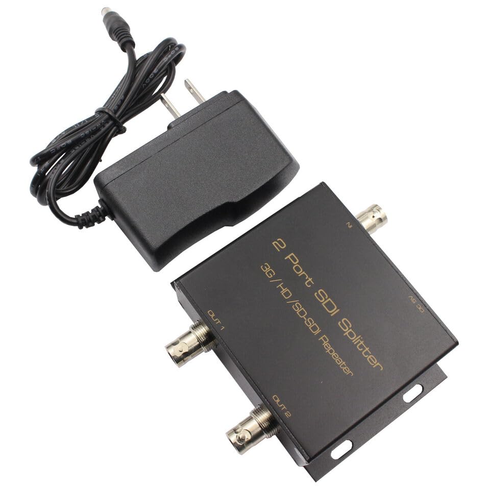 SDI Splitter 1x2 Supports SD-SDI, HD-SDI, 3G-SDI up to 1320 Ft