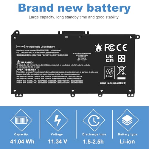 Image of HW03XL L97300-005 Laptop Battery for HP Pavilion 15-EG 15-EH 17-CN 17-CP 15-eg0073cl 15-eg0070wm 15-eh0050wm 17-cn0xxx 17-cn0023dx 17-cn0053cl L96887-421 L96887-AC1 HWO3XL HW03041XL L96887-1D1 41.04Wh