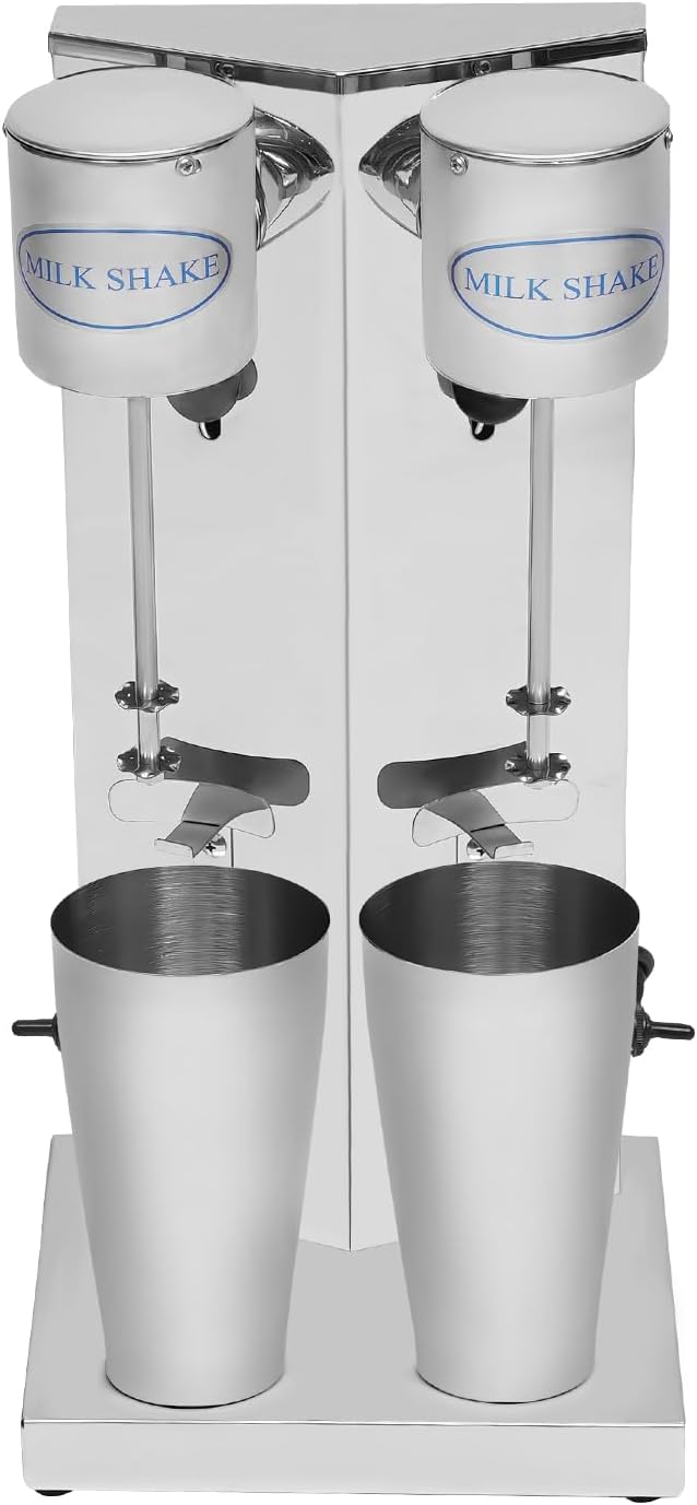 Electric Milkshake Maker Machine, 2x180W Commercial Milkshake Blender Double Head Stainless Steel Smoothie Mixer Malt Blender Machine Drink Mixer for Commercial and Home Use