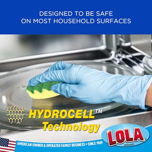 Image of LOLA Heavy Duty Scrub Sponges, 12 Pack, Made in USA, Superior Sponge Lasts up to 4X Longer, Reusable Long Lasting, Next Generation Cleaning