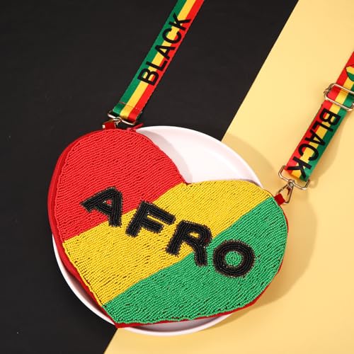 Image of Juneteenth Purse for Women Beaded Afro Freedom Crossbody Purse Shoulder Bag Black History Month African Outfit Gift