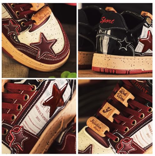 Star Shoes Men's Chunky Sneakers Y2K Retro Walking Shoes，Leather Lace Up Retro Sneakers，Lightweight Comfort Walking Footwear for Women Men2