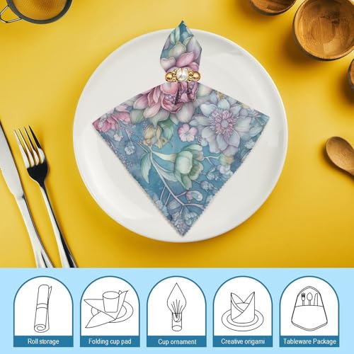 Servilletas de Tela con Flores Estilo Azul 4 Piezas miniatura 7