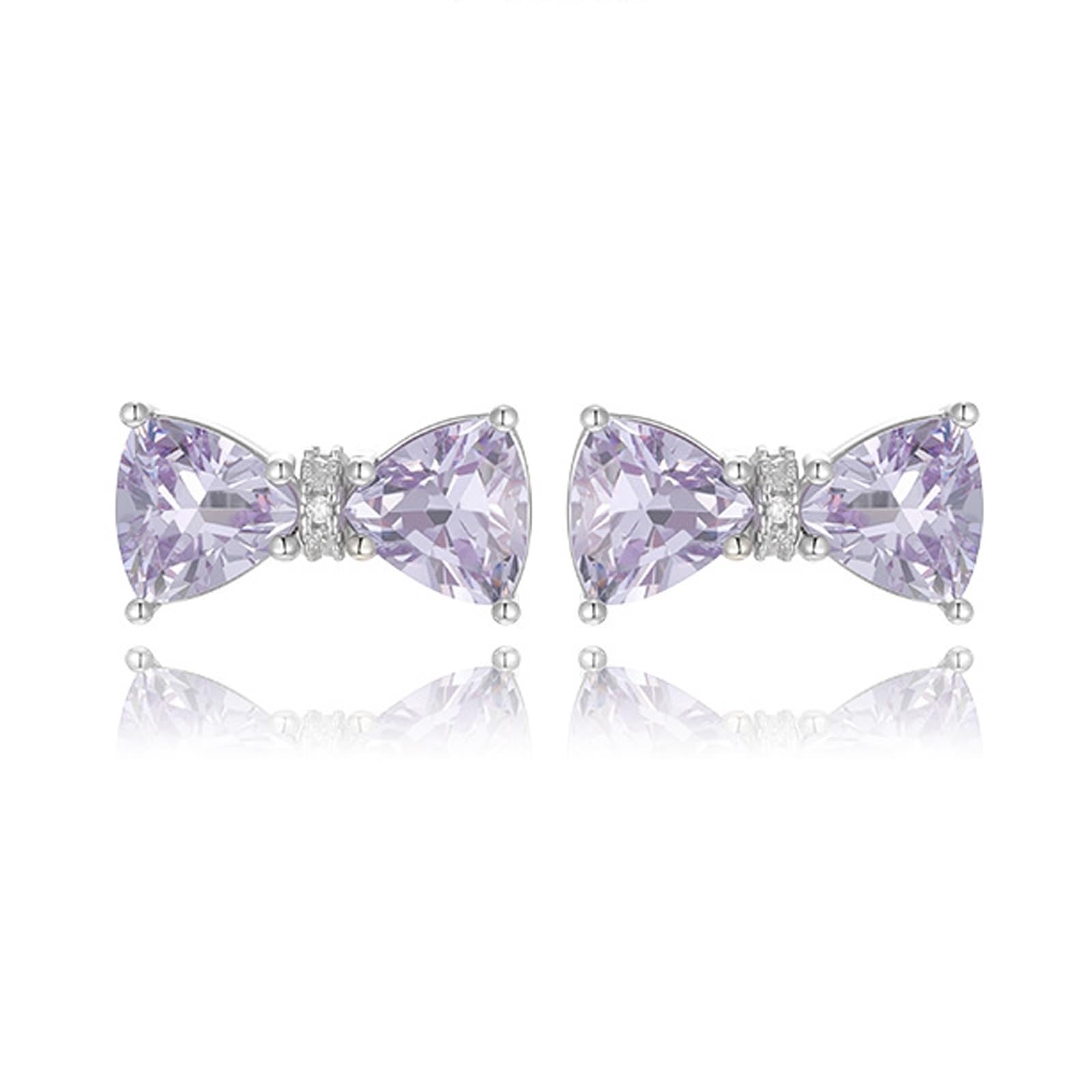 Ohrringe Weißgold Au 375/585/750 mit Triangel Moissanit, Bow-knot Form