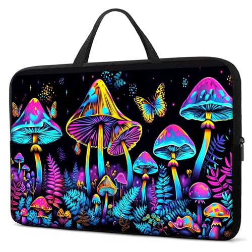 Laptop Sleeve Bag for MacBook Air 15 inch, Laptop Case for Dell XPS 15 with Handle, Water Resistant Laptop Carrying Case for MacBook Pro 14 inch HP/Dell/Asus/Lenovo Notebook, Colored Mushroom