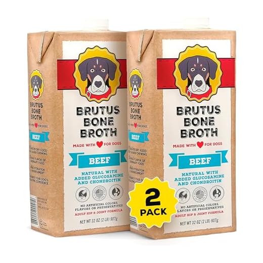 Brutus Beef Bone Broth for Dogs - All Natural Bone Broth with Chondroitin Glucosamine & Turmeric, Human Grade Food Toppers for Picky Eaters & Dry Food -Tasty & Nutritious- Pack of 2