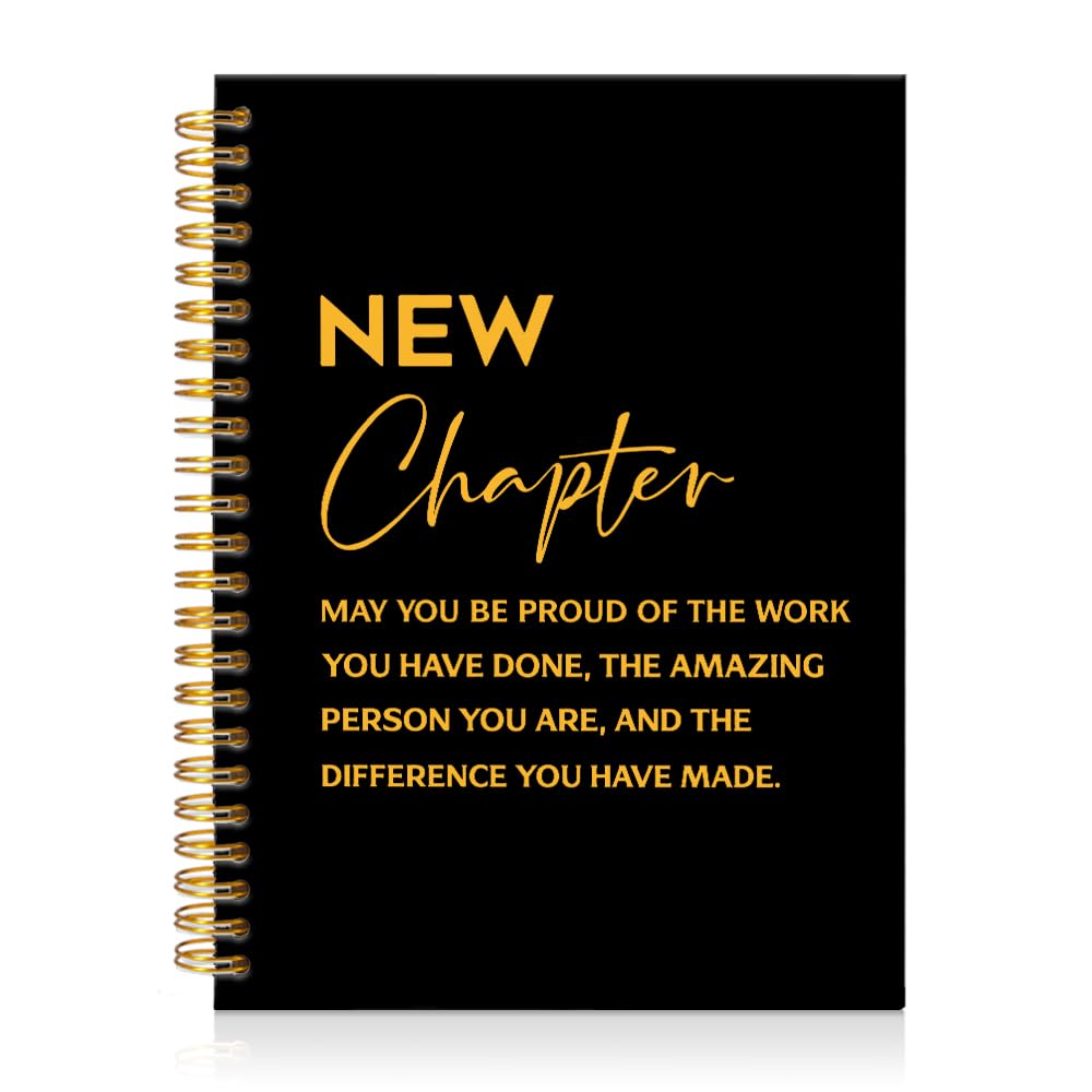 New Chapter Funny 160 Pages Spiral Notebook, Coworker Notebook Journal, Retirement Farewell Gifts for Colleague Boss Leader Mentor, Goodbye New Job Gifts for Co