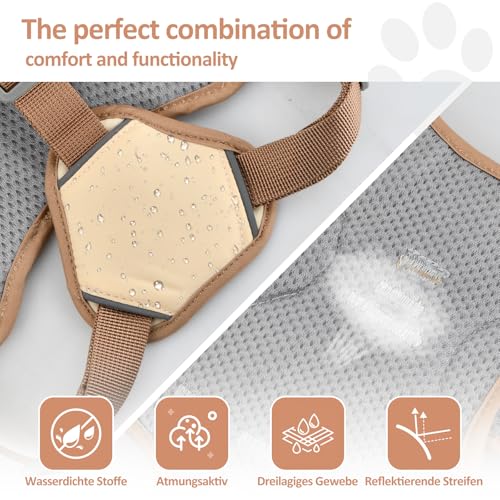 Wisebom Mehrzweck-hundegeschirr, Ausbruchsicheres Anti Zug Hundegeschirr, Anti Zug Geschirr Hund Sicherheitsgeschirr, Hundegeschirr Kleine Hunde für Kleine Mittelgroße Hunde (Beige, S)