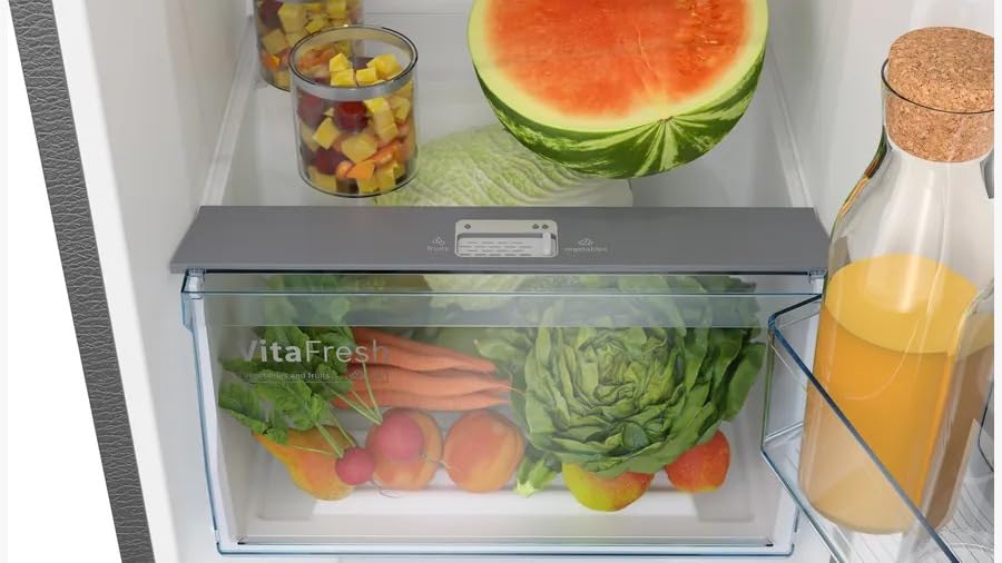 Image of Bosch 243L, 3-Star, Inverter Frost free Double Door Refrigerator (2025 Model, CTC27K031I, 6-in-1 Convertible, 18 Hours Cooling Retention, Digital Display, Super Freeze, 80min Convert, Shiny Silver)