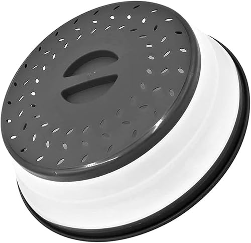 Cubierta para placa de microondas de 10.5 pulgadas, redonda, ventilada, plegable, a prueba de salpicaduras con mango de fácil agarre, apta para