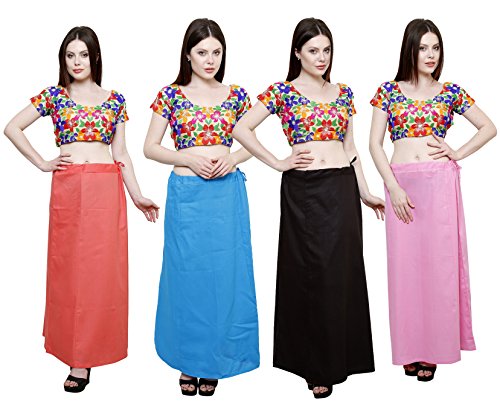 Image of Pistaa's combo of Women's Cotton Best Plain Solid Indian Readymade Inskirt Saree petticoats