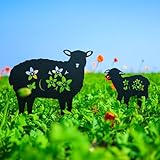 LHEARTMIC Sheep Garden Decor Metal Stakes Black Sheep Silhouette Statues Decorations for Yard, Lawn, Patio, Backyard, Pathway, Outdoor Sheep Lovers Gifts for Women Men