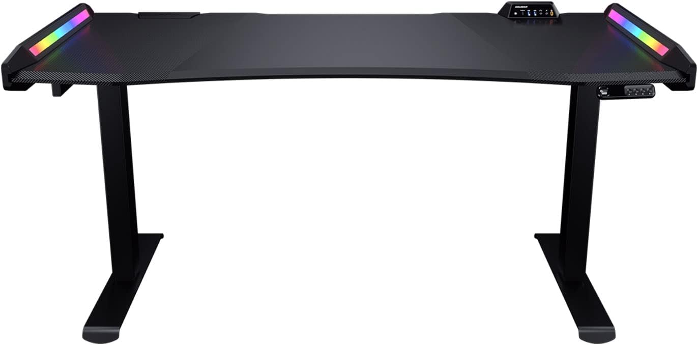 COUGAR E-MARS ELECTRICAL GAMING DESK, DUAL-SIDED RGB, AUTOMATIC SAFETY BRAKE, 100KG MAXIMUM LIFTING CAPACITY, STEEL-FRAME, ERGONOMIC & SCRATCH RESISTANT GAMING SPACE - BLACK
