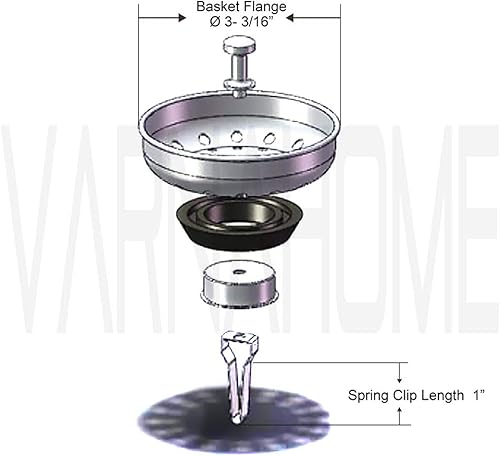 Miniatura 3 de Repuesto de colador para fregadero de cocina para desagües estándar de Estados Unidos (3-12 pulgadas), cuerpo de acero inoxidable 304 de alta