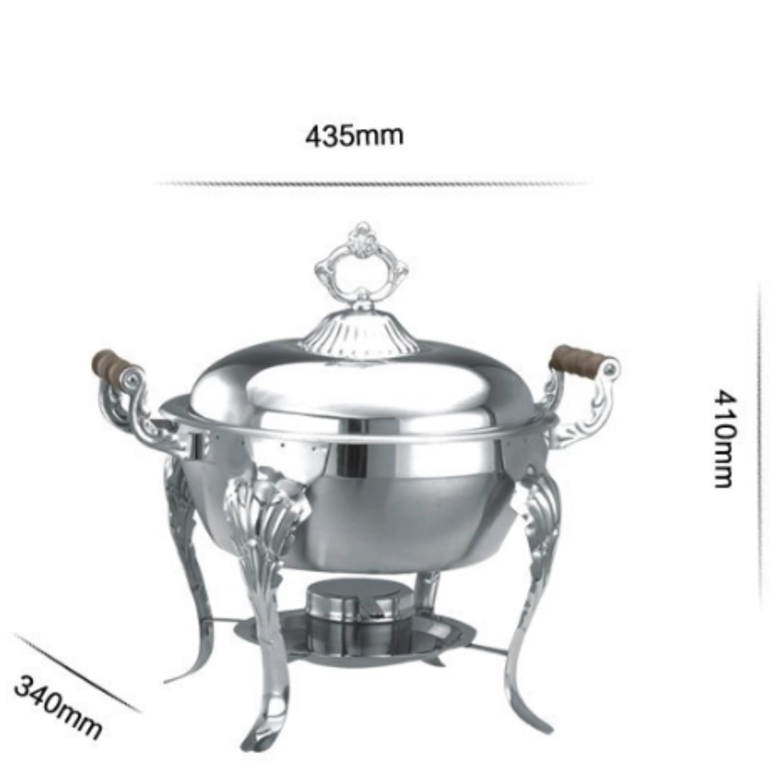Chafer Redondo de Acero Inoxidable. Estufa Buffet