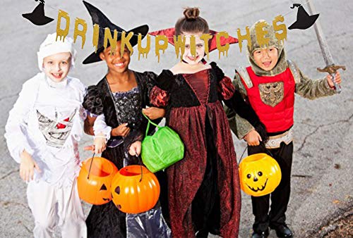 Halloween Party Banner Drink Up Witches Gold Glittery Hat Garland Halloween Party Favor Decorations Supplies by Topfunyy - Image 4
