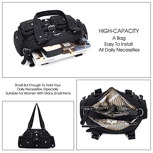 Image of Angel Kiss Hobo Crossbody Purses for Women Shoulder Bag Multipocket Soft Hobo Purses Removable Strap Leather Handbags