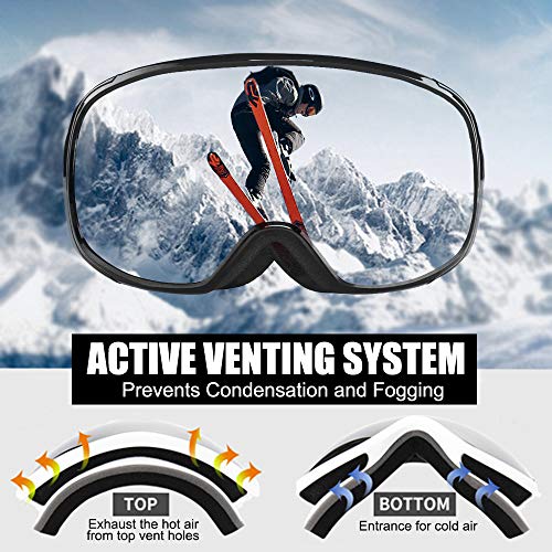 Unisex Ski Goggles for Men Women, OTG Snowboard Goggles with Dual Lens Goggles for Skiing, Skating, Winter Outdoor Sport