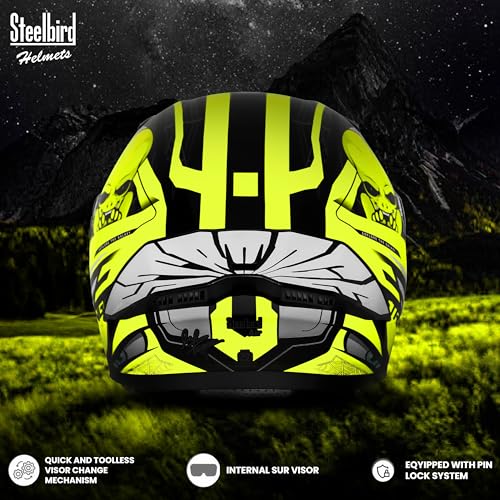 Image of Steelbird SBA-20 Strange ISI Certified Flip-Up Graphic Helmet for Men with Inner Silver Sunshield