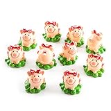 Logbuch-Verlag Pack de 10 cerditos de la suerte sentados sobre trebol de cuatro hojas 4 cm - detalles para invitados, regalos para desear buena suerte