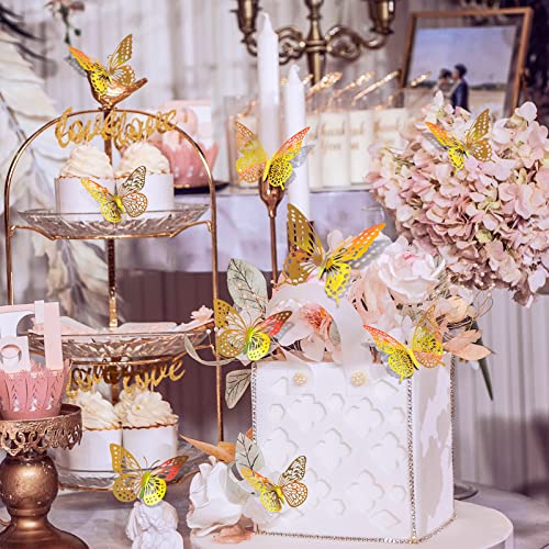 Image of SAOROPEB 3D Butterfly Wall Decor 48 Pcs Laser Gold Butterfly Decorations