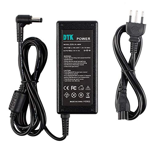 DTK® 12V 5A 60W Caricabatteria Adattatore Alimentatore per Monitor a Schermo LCD TFT, LED, TV, Nas, HD Esterni, Pico-PSU, Router, Hub, Caricatori alimentatori Caricabatterie Connettore: 5.5mm X 2.5mm