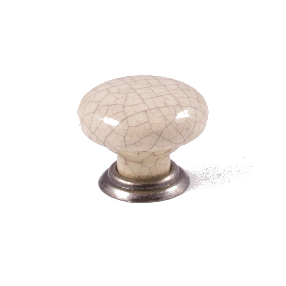 FITTINGSCO Winchester Knob & Back Plate Pewter/Cream Crackle