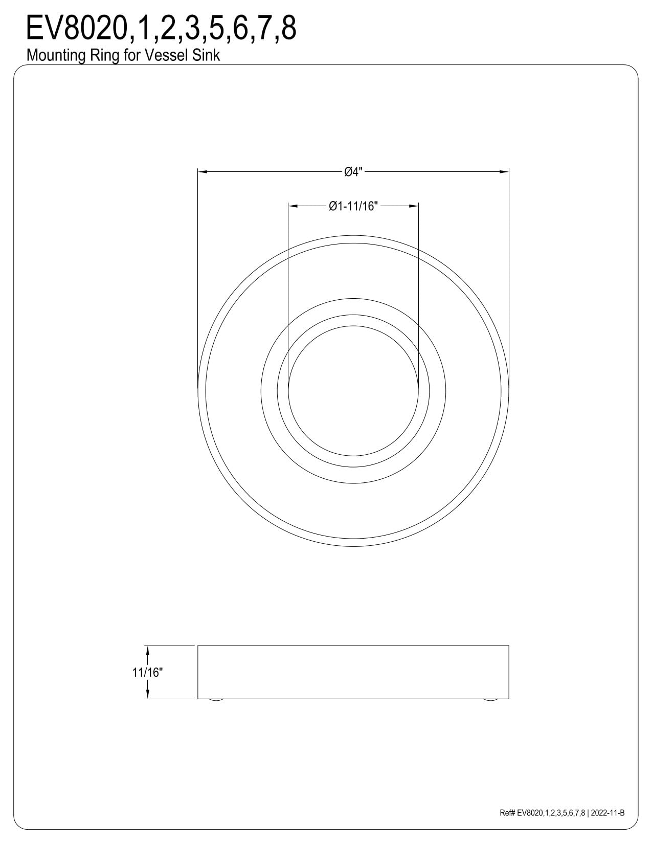 Kingston Brass EV8027 Fauceture Vessel Sink Mounting Ring, Brushed Brass