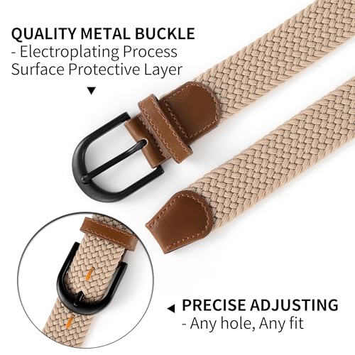 Image of Mile High Life | Braided Stretch Elastic Belts | Pin Oval Solid Black Belt Buckle | PU Loop End Tip Men /Women /Junior Belt