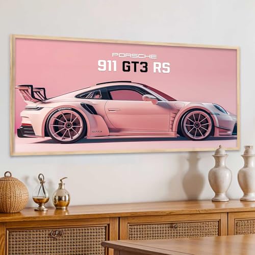 Image of kotart Big Porsche 911 GT3RS Car Framed Posters Gift Items for Boys Room Wall Decoration Bedroom Living Room Office Studio Decor | Car Poster Frame for Wall Decor Set Of 1 Size (13 x 25 inch)