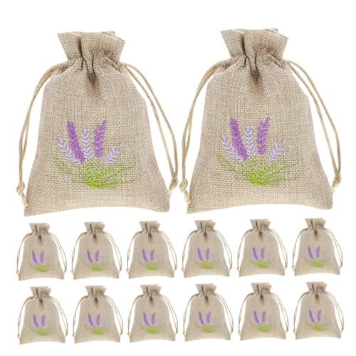 OUNONA 22pcs Refillable Burlap Sachet Bags Drawstring Empty Jewelry Pouches for Scented Flowers and Accessories