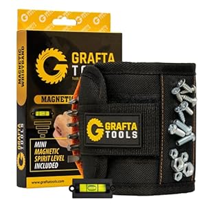 Magnetic Wristband GRAFTA TOOLS DIY Magnetic Tool Wristband with Mini Magnetic Spirit Level Gadget for Holding Tools…