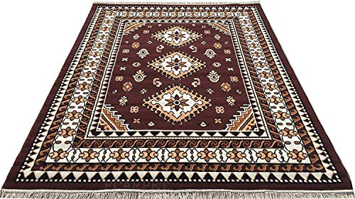 Image of Floral Rectangular Carpet Velvet Touch 6.0X 8.0 Feet Brown I