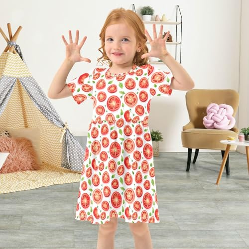 Toddler Girls Dress Short Sleeve Dresses Casual Dresses for Little Girls Summer Birthday Party Beach 2-8Y4