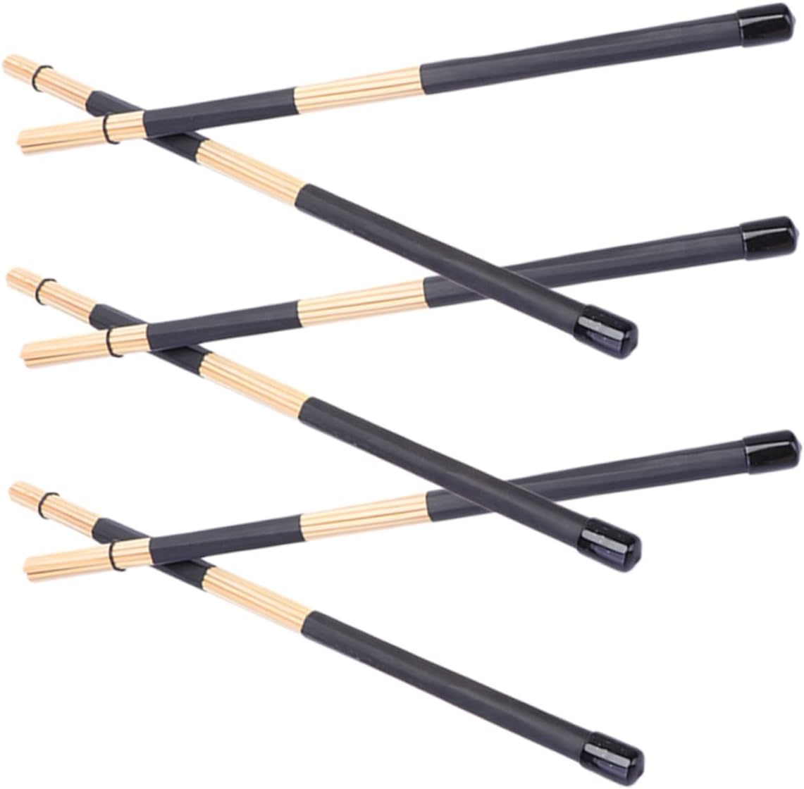 19-Piece Bamboo Drumsticks Set Plastic Handles Percussion Drum Brushes for Drum Sets for Musicians and Drummers