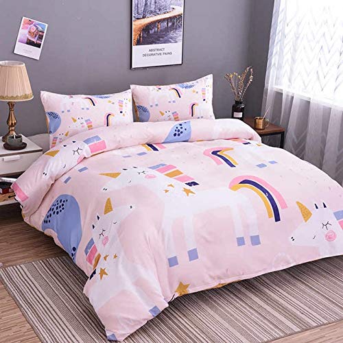RONGXIE Cute Horse Bedding Set Cartoon Duvet Cover Pillow Cases Twin Full Queen King Super King Size Kids Bedclothes Bed Cover