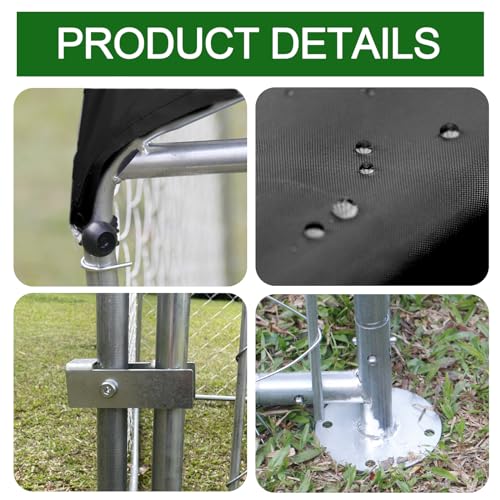 Outdoor-Dog-Kennel-with-Roof-Dog-House-Steel-Fence-with-Waterproof-UV-Resistant-Cover-Dog-Enclosures-for-Backyard-Farm-Use98-98-56FT - Cucciolini Doodles   Outdoor-Dog-Kennel-with-Roof-Dog-House-Steel-Fence-with-Waterproof-UV-Resistant-Cover-Dog-Enclosures-for-Backyard-Farm-Use98-98-56FT