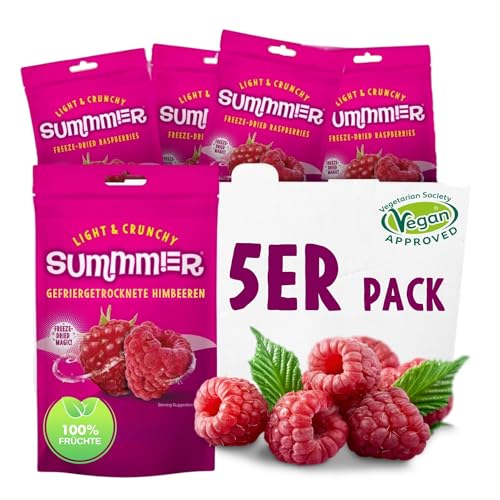 Summmer Gefriergetrocknete Himbeeren - 5er Pack - Ohne Zucker, 100% Natürlich,...
